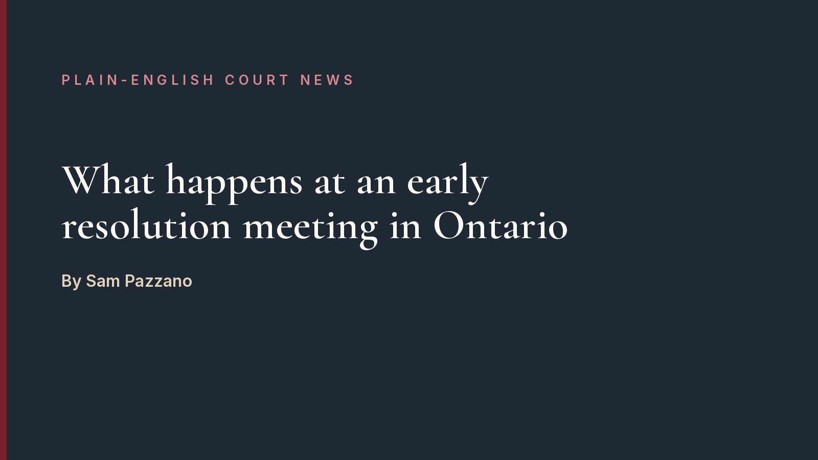 What happens at an early resolution meeting in Ontario